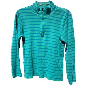 L.L. Bean Teal & Blue Striped Women’s Pullover Shirt 100% Cotton Size M Medium